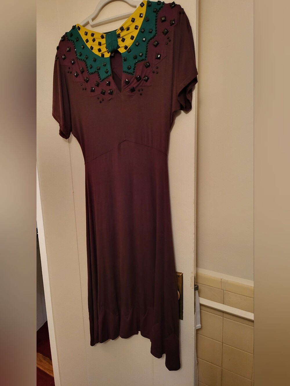 Twelve by Twelve adorned dress  brown/ green yellow size xs Nwot